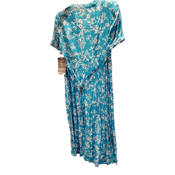 Vintage Karin Stevens Petites Blue/White Floral Pleated Dress with buttons Sz 10 - Picture 2 of 7